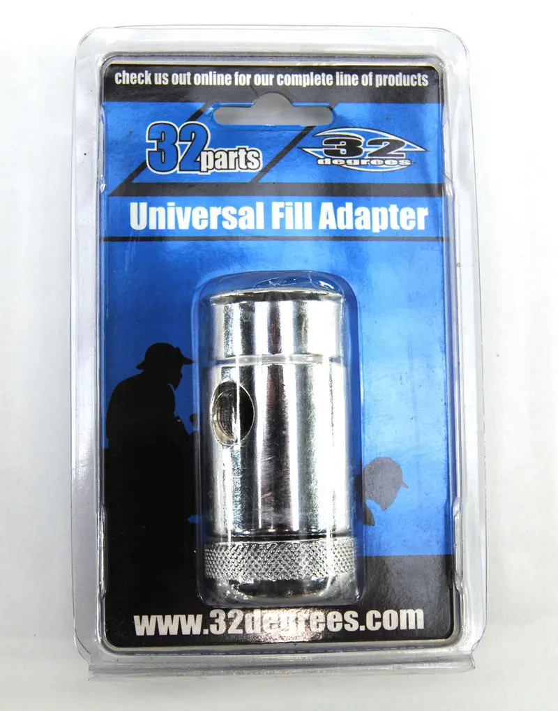 32 Degrees Kapp Drop Zone Universal Tank Fill Adapter W/ On/Off Knob - Chrome 1
