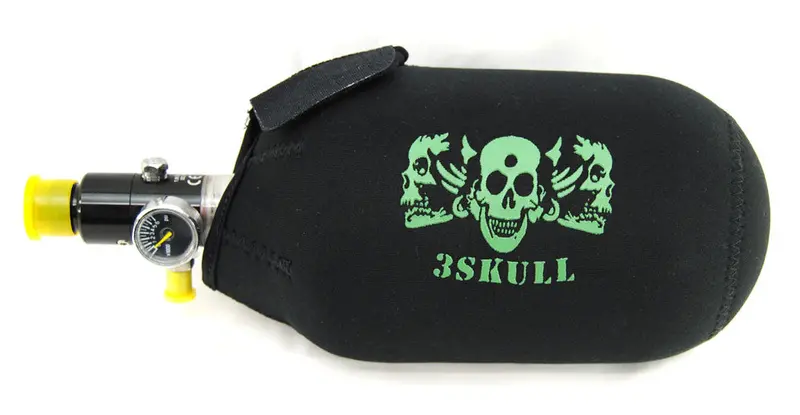 3Skull Paintball 68/4500 Tank Cover - Black/Green 1