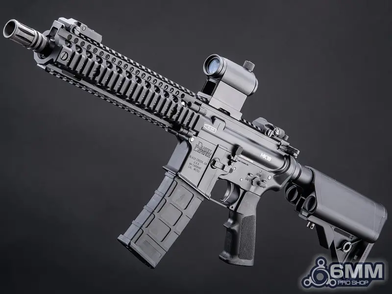 6Mmproshop Daniel Defense Licensed Mk18 Gas Blowback Airsoft Rifle By Golden Eagle - Black 1