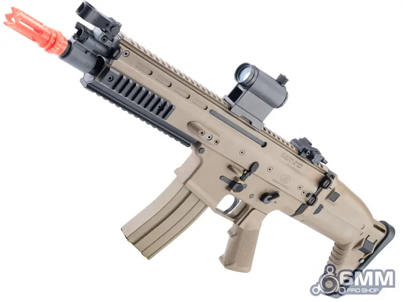 6Mmproshop Fn Herstal Licensed Scar-L Airsoft Aeg Rifle W/ Zeus Mosfet By Cybergun - Tan - 350Fps 1