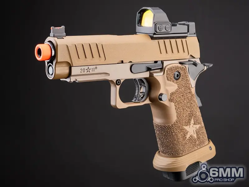 6Mmproshop Staccato Licensed C2 Compact 2011 Gas Blowback T8 Airsoft Pistol - Flat Dark Earth - Green Gas 1