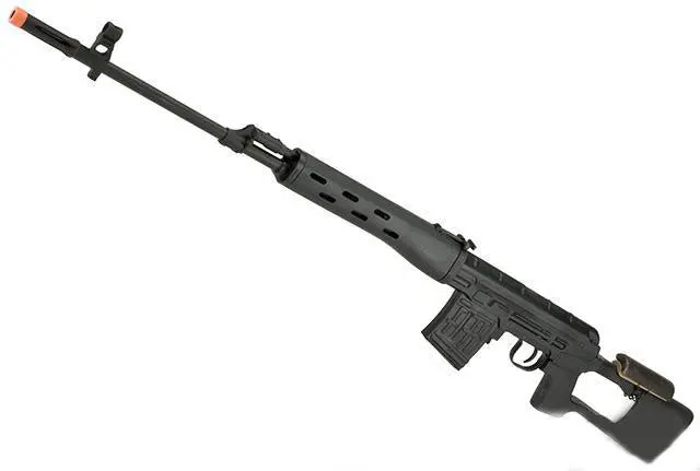 A&K Svd Dragunov Airsoft Aeg Sniper Rifle W/ Metal Gearbox - Black Polymer Furniture 1
