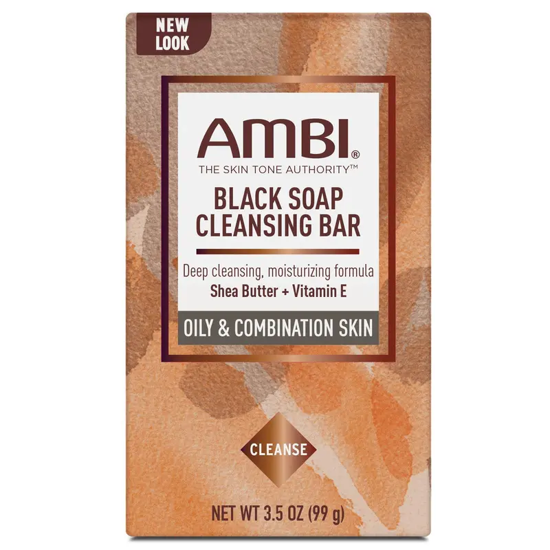 Ambi Skincare Black Soap Cleansing Bar With Shea Butter/Vitamin E - For Oily & Combination Skin 3.5 Oz 1