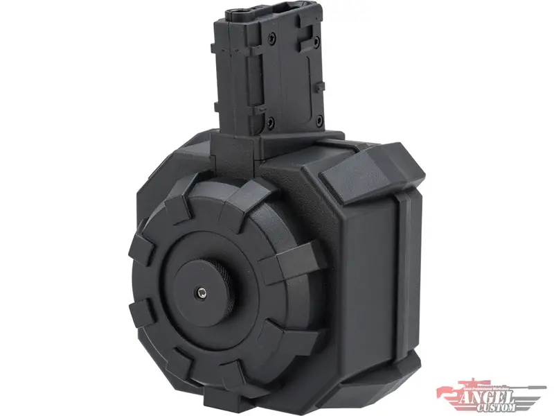 Angel Custom 2000 Round "Blok" Thunderstorm Airsoft Aeg Drum Flashmag - Black - M4 Adapter 1