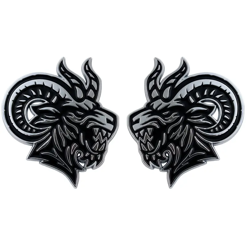 Angry Goat Emblem - Left & Right - Chrome 1