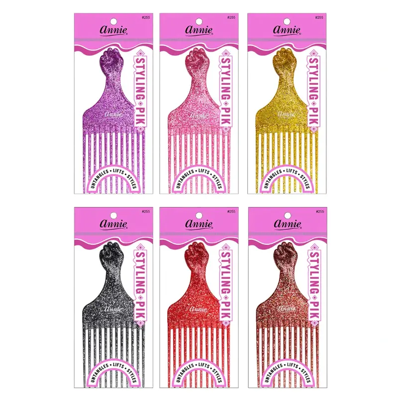 Annie Luminous Fist Styling Pik – Choose Color | Glitter Hair Pick For Volume, Detangling & Styling 1
