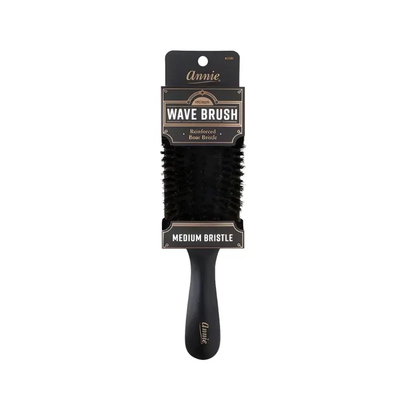 Annie Premium Medium Wave Boar Bristle Brush | Wooden Handle Brush For Waves, Smoothing & Shine 1