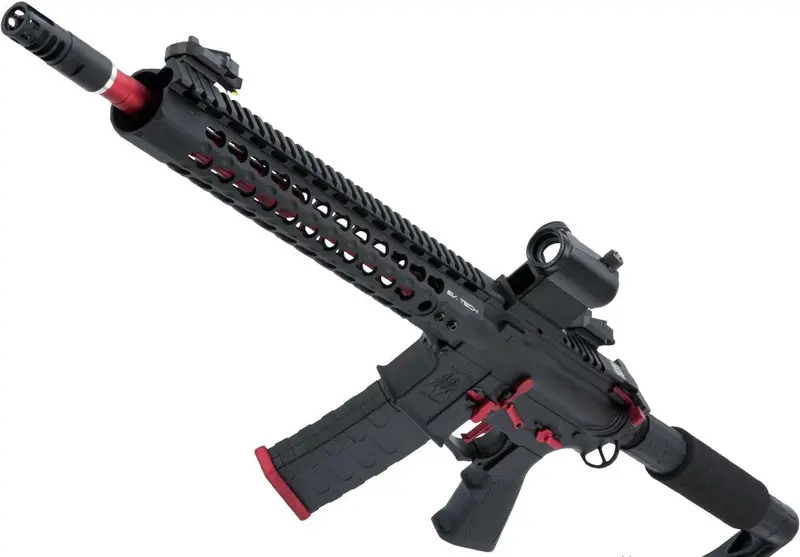 Aps Asr115x Three Gun Custom 2.0 Esilveredge Aeg Rifle (Color: Red & Black) 1