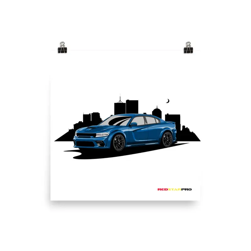 Blue Car Night Sky - Poster 6