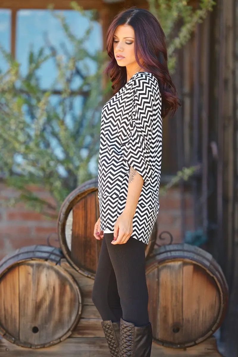 Bold And Determined Zig Zag Tunic - Black 1