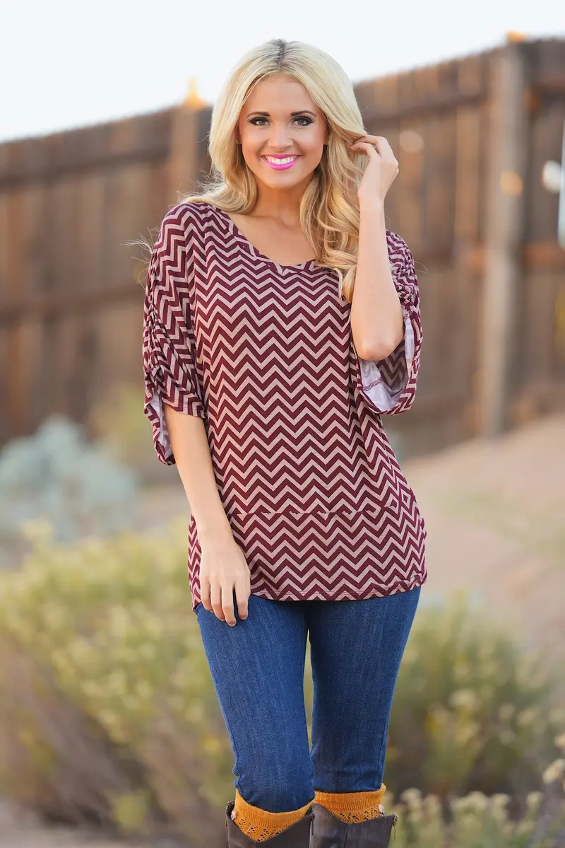 Bold And Determined Zig Zag Tunic - Burgundy 1