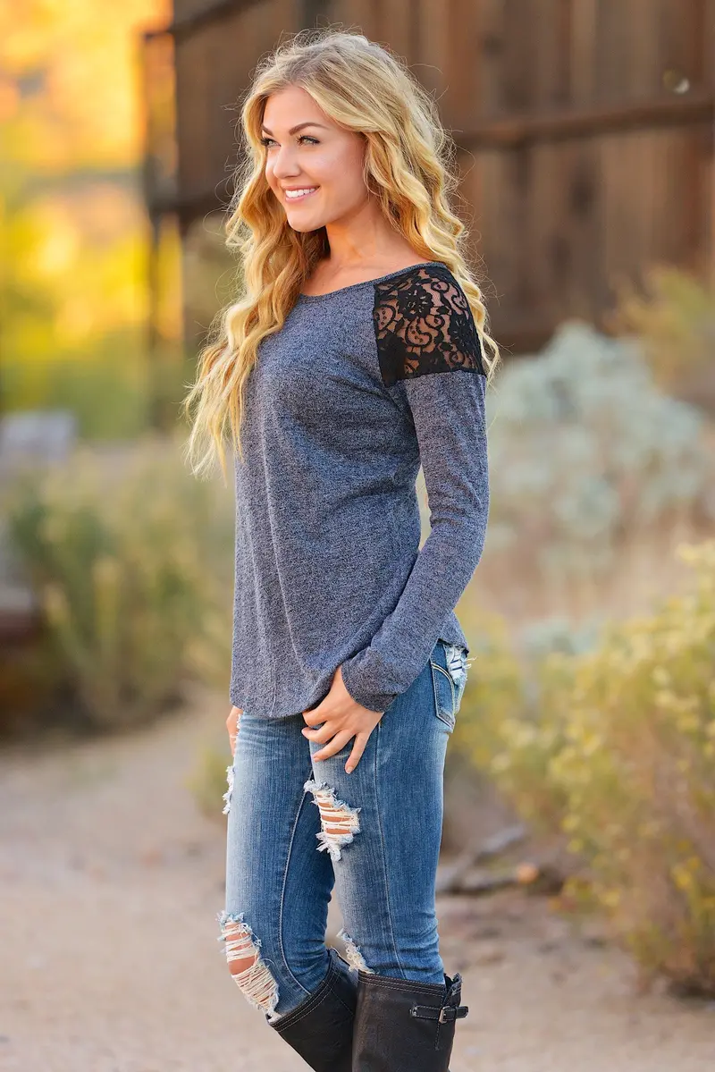 Brunch In Paris Top - Charcoal 1