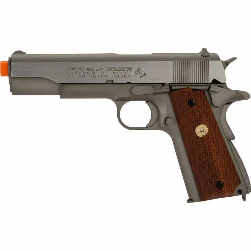 Colt Licensed 1911 Tactical Full Metal Co2 Airsoft Gas Blowback Pistol By Kwc - Stainless Classic 1