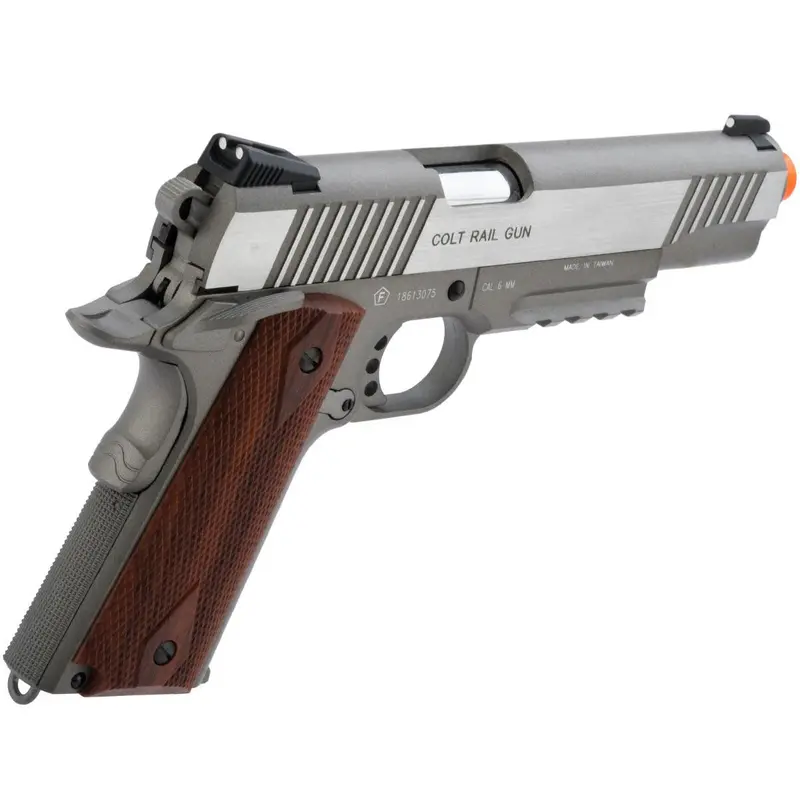 Colt Licensed 1911 Tactical Full Metal Co2 Airsoft Gas Blowback Pistol By Kwc - Stainless Railed 2