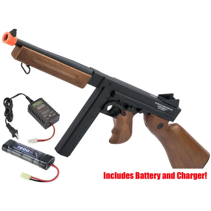 Cybergun Auto Ordnance Licensed Thompson M1a1 Airsoft Aeg Rifle W/ Metal Receiver - Includes Battery And Charger 1