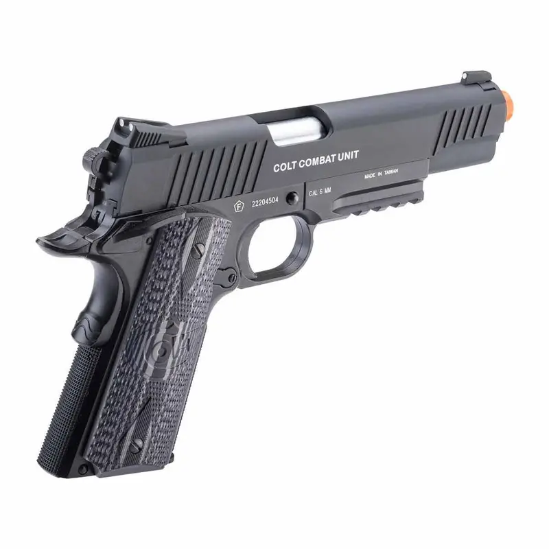 Cybergun Colt Licensed 1911 "Combat Unit" Co2 Powered Airsoft Gas Blowback Pistol - Black / Government 2