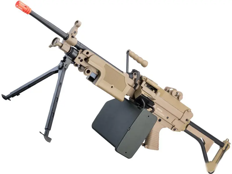Cybergun Fn Licensed "Middleweight" M249 Airsoft Machine Gun Mk I - Tan 1