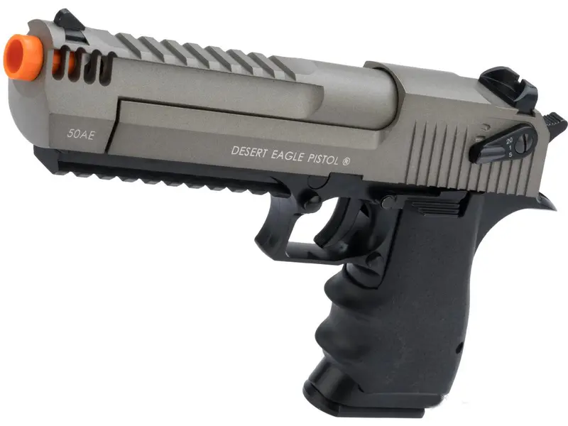 Cybergun Magnum Research Licensed Semi/Full Auto Metal Desert Eagle L6 Co2 Gas Blowback Airsoft Pistol - Black W/ Grey 1