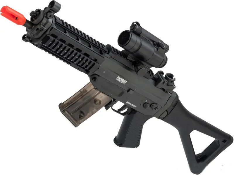 Cybergun / Swiss Arms Licensed Sg552 Commando Ebb Airsoft Aeg Rifle W/ Quad Rail - Black 1