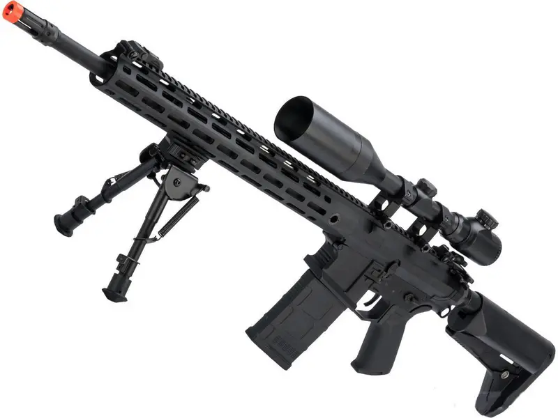 Cyma Platinum Sr-25 Qbs Airsoft Dmr (16.5" Barrel W/ M-Lok Rail) - Black 1