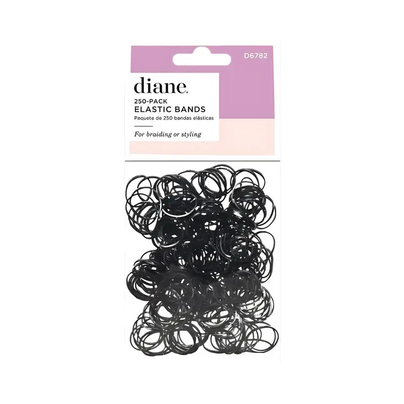 Diane Black Elastic Hair Bands 250-Pack | Strong Rubber Bands For Braids, Ponytails & Styling 1