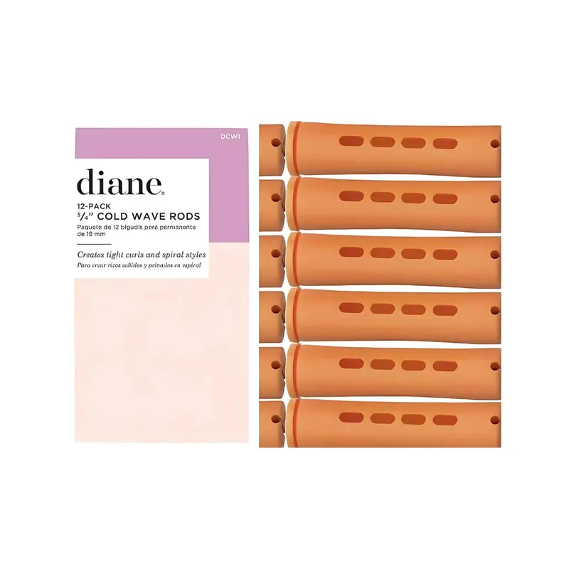 Diane Cold Wave Rods 3/4" Tangerine 12 Pack | Professional Perm Rods For Curling & Styling 1