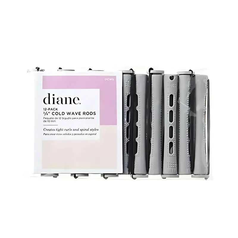 Diane Cold Wave Rods 3/8" Grey 12 Pack | Tight Curl Perm Rods For Spiral Curls & Styling 1