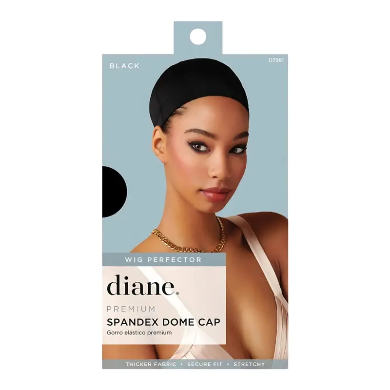 Diane Premium Spandex Dome Cap Black | Stretch Wig Cap For Braids, Waves & Hair Protection 1