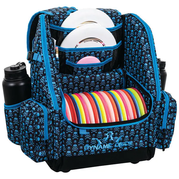 Dynamic Discs Combat Commander Backpack Disc Golf Bag - Black/Blue Skulls 1
