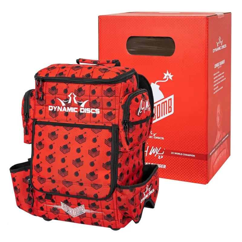 Dynamic Discs Combat Ranger Backpack Disc Golf Bag - Sockibomb Red 1