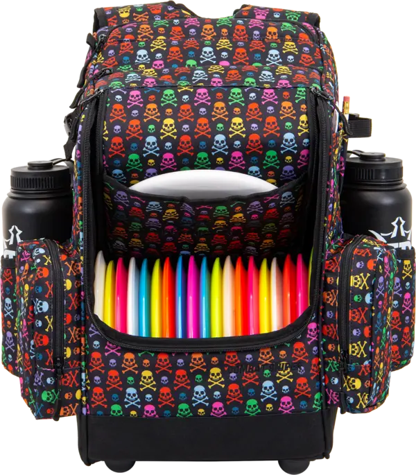 Dynamic Discs Combat Sniper Backpack Disc Golf Bag - Rainbow Skulls 1