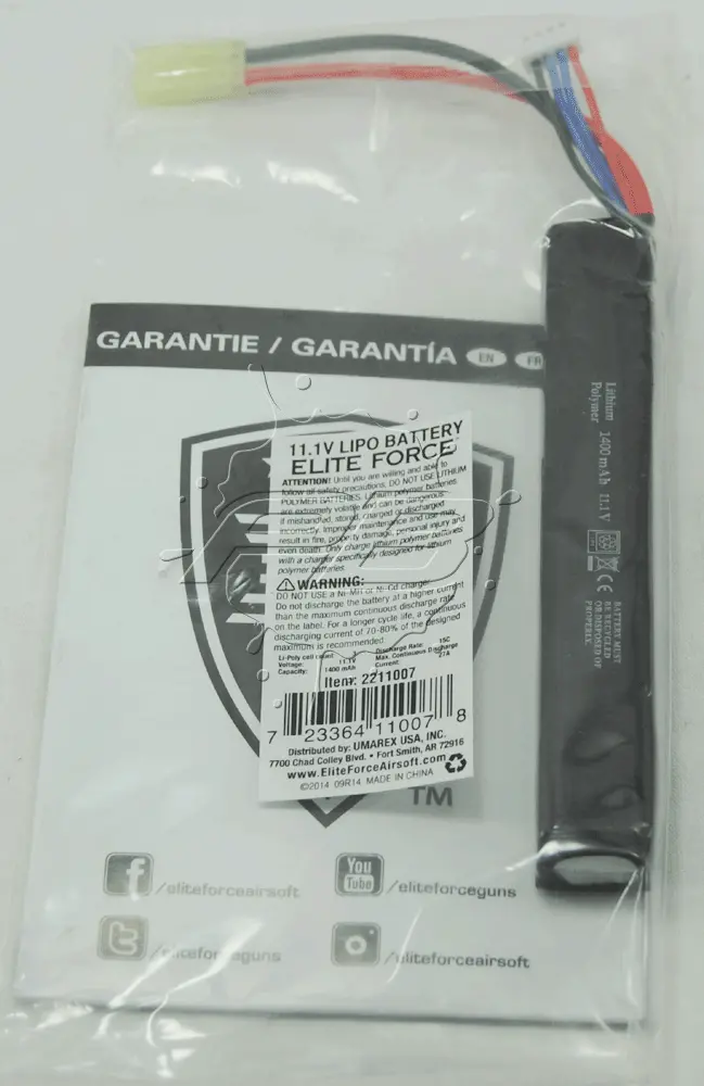 Elite Force 11.1 Lipo Battery 1400Mah Stick Type Airsoft Battery 1