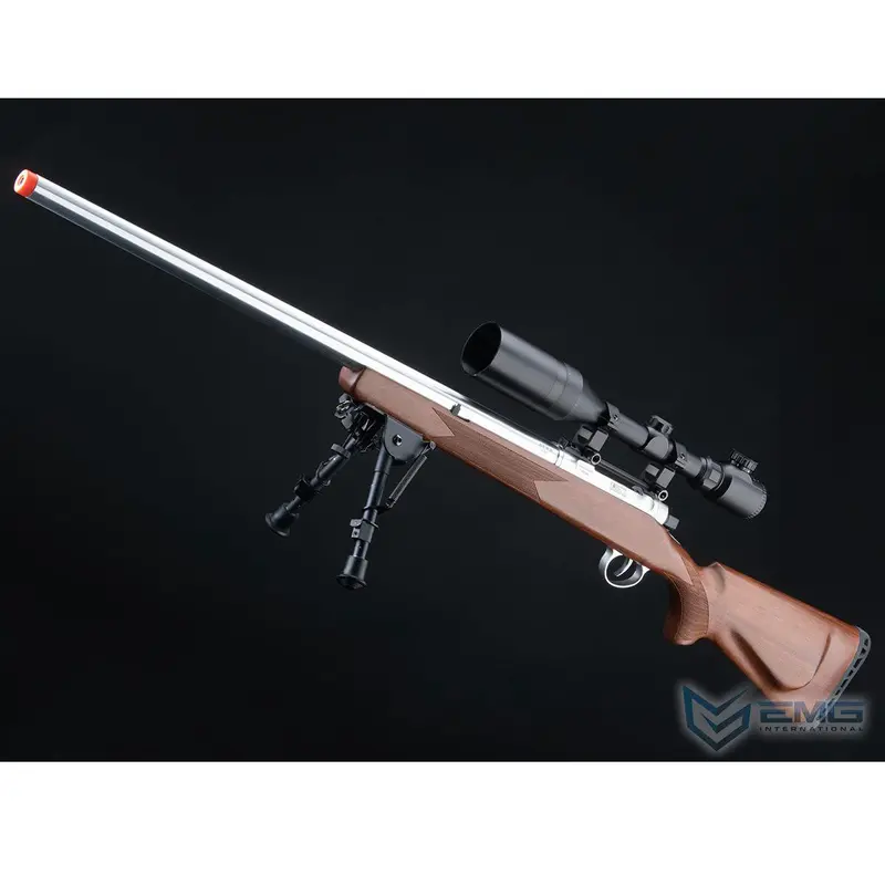 Emg Barrett Fieldcraft Precision Bolt-Action Airsoft Sniper Rifle W/ Featherweight Zero Trigger - Real Wood W/ Stainless Barrel 1