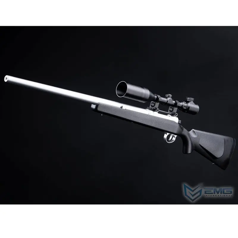 Emg Barrett Fieldcraft Precision Bolt-Action Green Gas Airsoft Sniper Rifle W/ Featherweight Zero Trigger - Black With Stainless Barrel - 350Fps 1