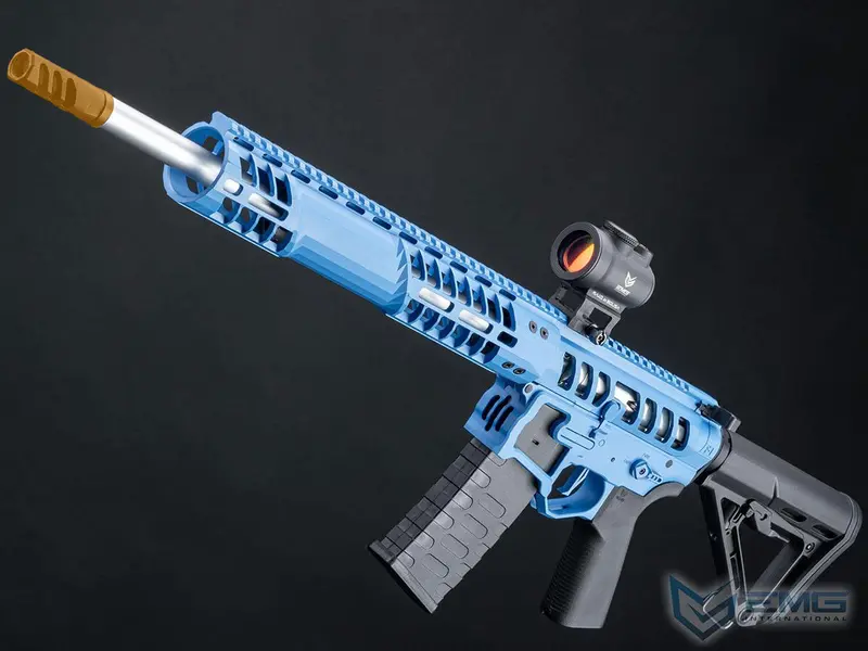 Emg F1 Udr-15 Skeletonized Ar-15 Esilveredge Airsoft Aeg Rifle W/ C7m M-Lok Handguard - Blue - Carbine 1