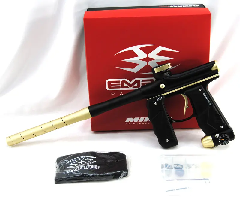 Empire Mini Gs Paintball Gun W/ 2 Piece Barrel - Midas Black/Gold 1