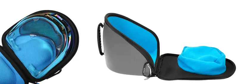Exalt Le Universal Carbon V3 Goggle & V3 Lens Case - Charcoal Grey / Cyan Microfiber 1