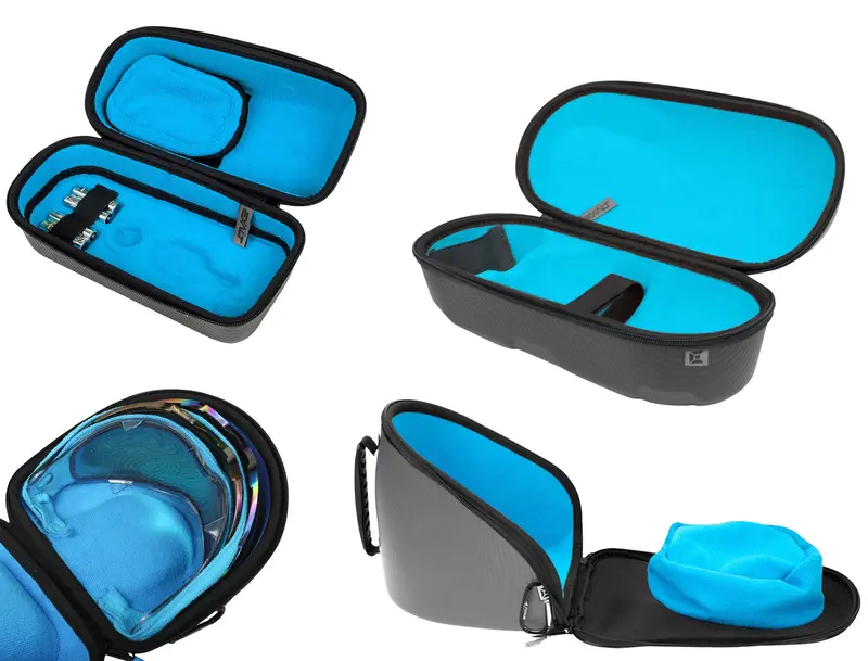 Exalt Le Universal Carbon V3 Goggle & V3 Lens & Loader & Tank Case - Charcoal Grey / Cyan Microfiber 1