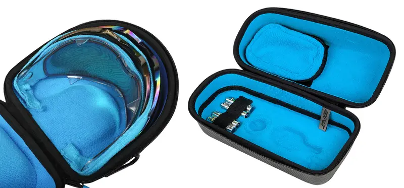 Exalt Le Universal Carbon V3 Lens & Loader Case - Charcoal Grey / Cyan Microfiber 1