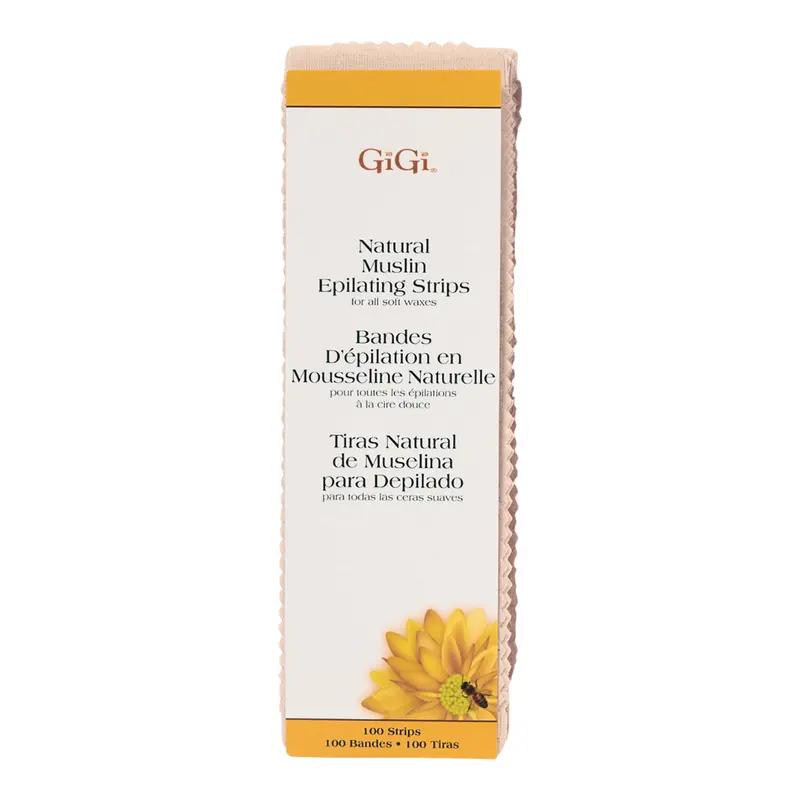 Gigi Natural Muslin Epilating Strips For All Soft Waxes- Large Size - 100 Count 1