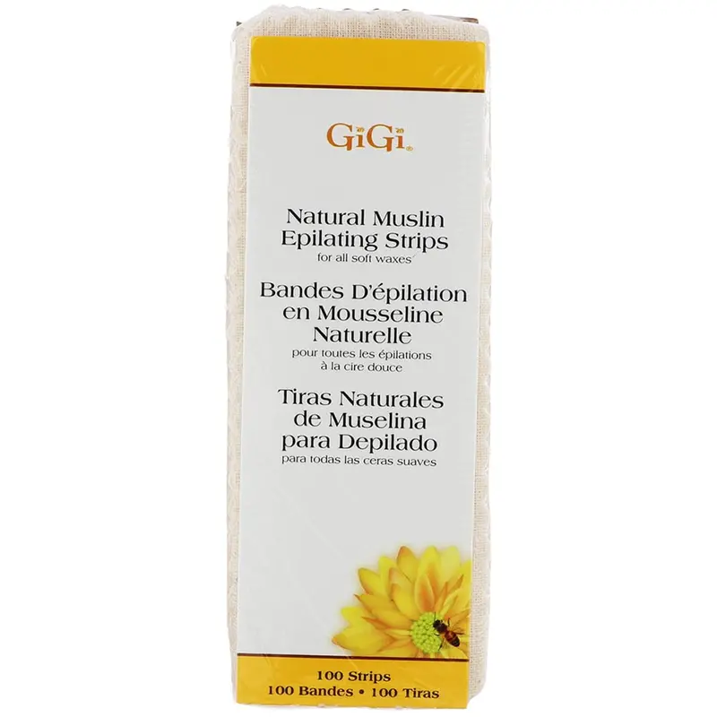 Gigi Natural Muslin Epilating Strips, For All Soft Waxes- Small Size- 100 Strips 1