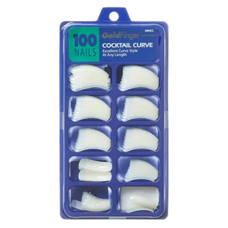Gold Finger Cocktail Curve Nails 100 Count | Full Cover Glue-On Nails With Self Tabs (7-Day Wear) 1