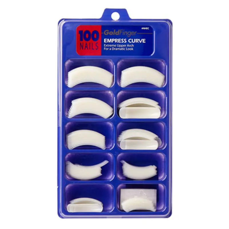 Gold Finger Empress Curve Nails 100 Count | Extreme Arch Glue-On Nail Tips For Dramatic Styles 1
