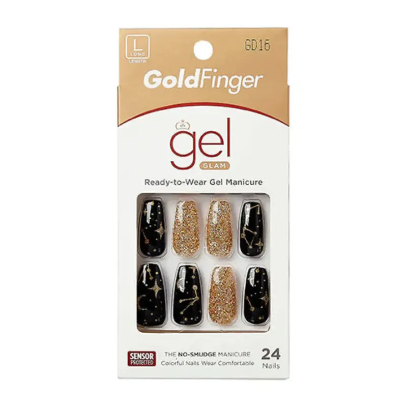 Gold Finger Gel Glam Design Nails - Shooting Stars [Gd16] 1