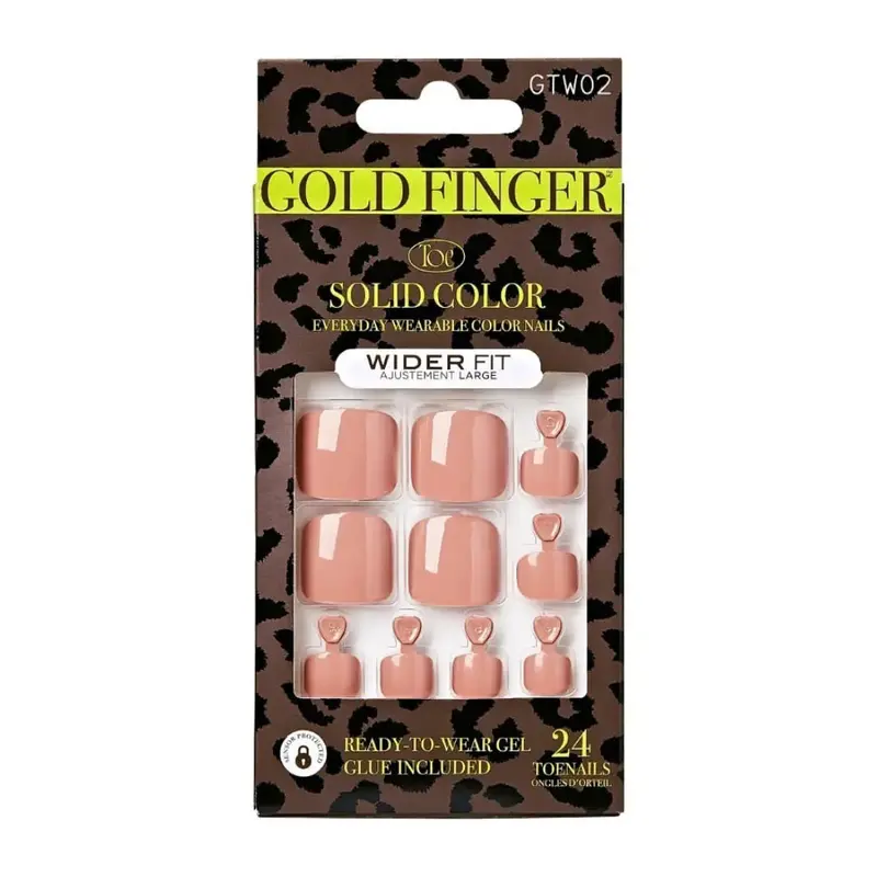 Gold Finger Solid Color Wide Fit Toenails | Press-On Pedicure Set – So Happy 1