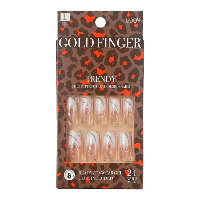 Gold Finger Trendy Nails Children Sleeping Gd09 | Designer Press-On Nails Kit With Glue (24 Count) 1