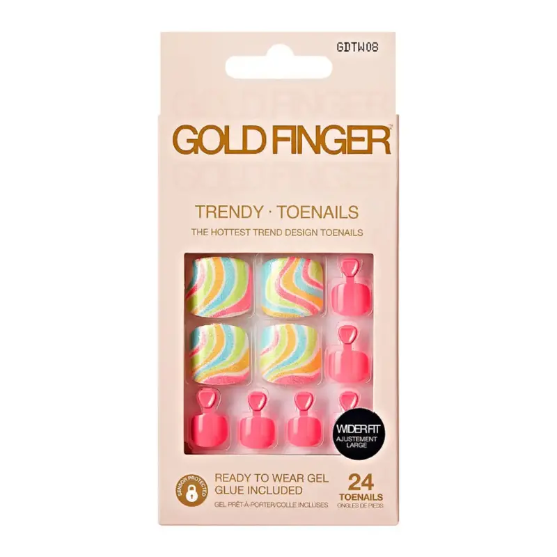 Gold Finger Trendy Wider Fit Toenails - Carnival 1