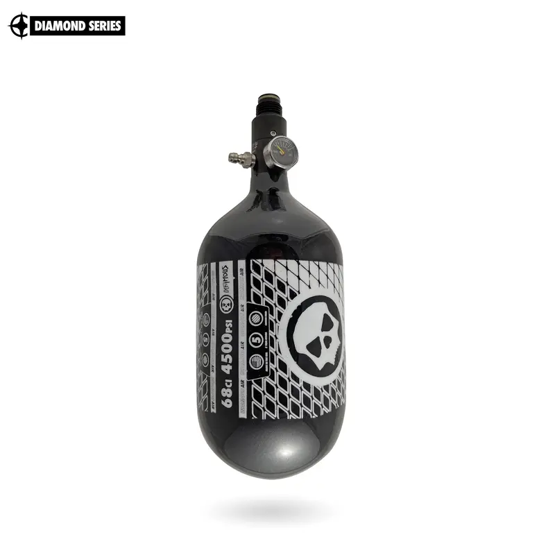 Infamous Air "Diamond Series" 68Ci/4500Psi Tank W/ Standard Regulator - Air Pattern - Black/White 1