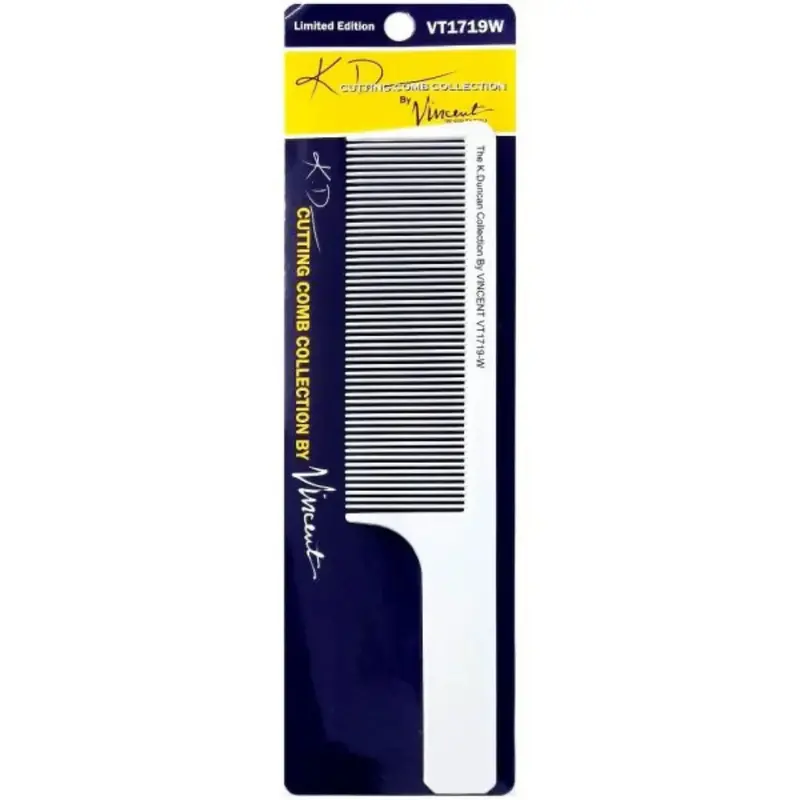 Kd Vincent White Ceramic Flat Top Comb - 9" 1