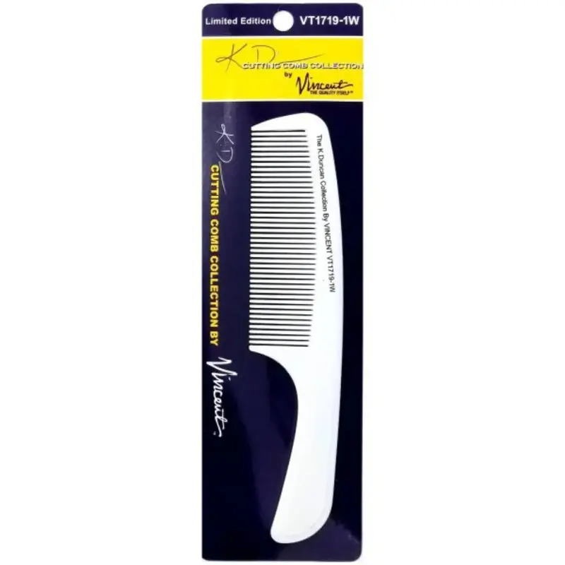 Kd Vincent White Ceramic Flat Top Comb Jr - 8.25" 1